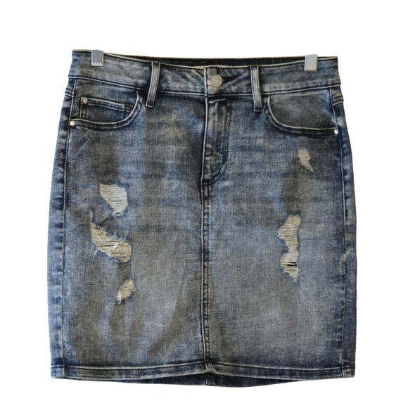 Guess Dresses & Skirts - Guess Los Angeles Distressed Denim Skirt Mini Acid Wash Jean Sz S